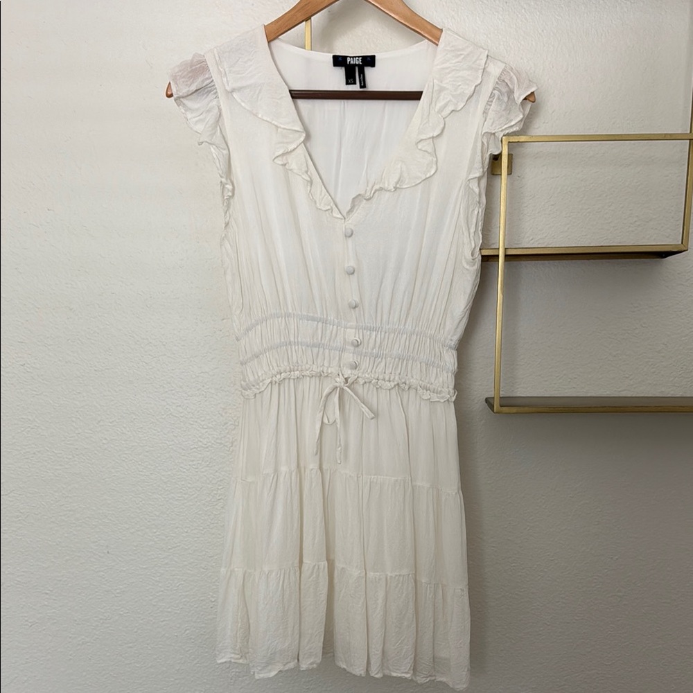 PAIGE Cream Ruffled Button-Down Dress